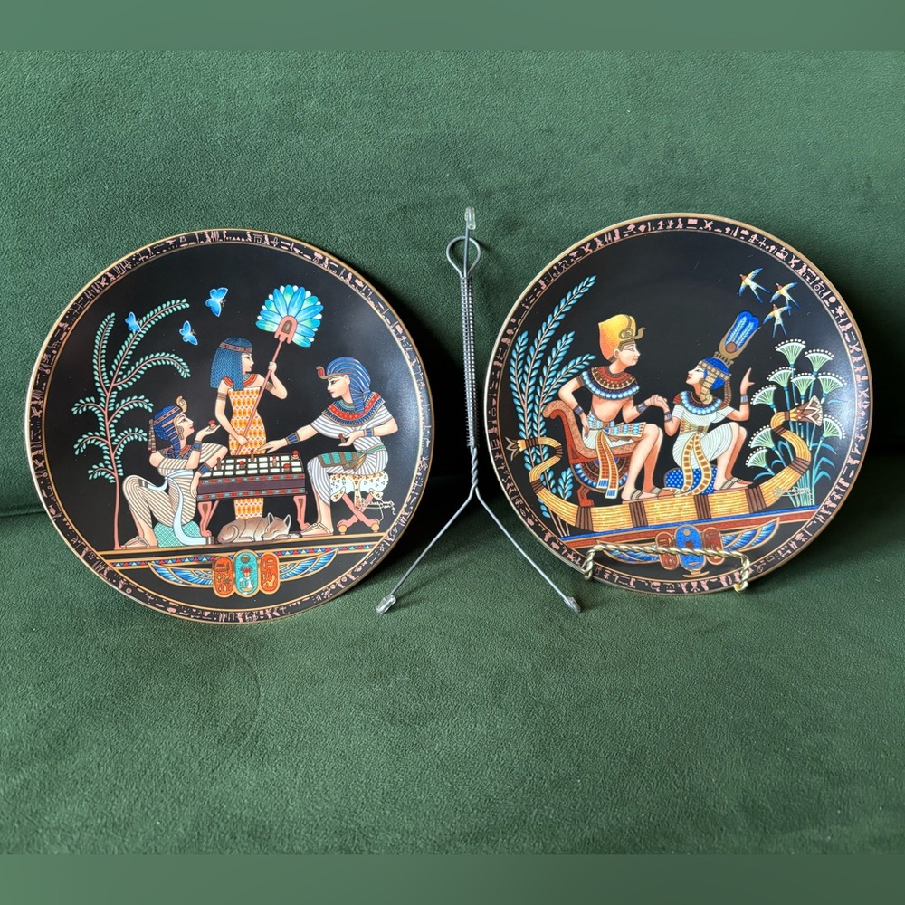 ‘91 Osiris Porcelain Plates Set The Legend Of Tutankhamun & Gift Of Resurrection